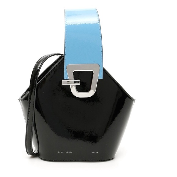 Danse Lente Black and Blue Patent Mini Johnny Bucket Bag - Picture 4 of 13
